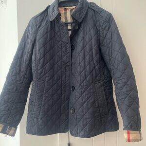 Burberry Black Quilted Jacket with Plaid Interior